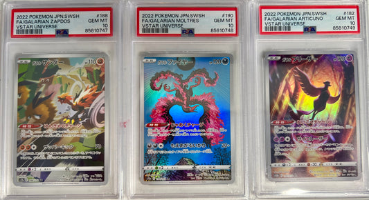 Zapdos, Moltres, Articuno - Pokemon VSTAR Universe Japanese - SEQUENTIAL PSA 10