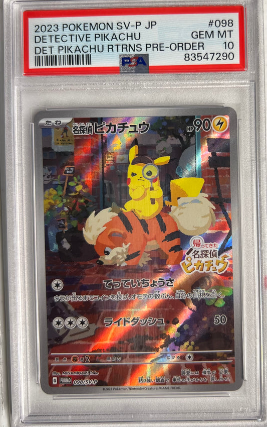 2023 DETECTIVE PIKACHU 098/SV-P PRE-ORDER PROMO JAPANESE PSA GRADED 10 GEM MINT