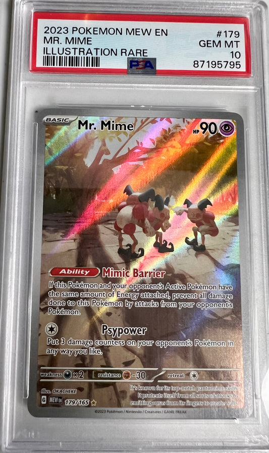 Pokémon TCG Mr. Mime Scarlet & Violet-151 179/165 Holo Illustration Rare PSA GRADED 10 GEM MINT