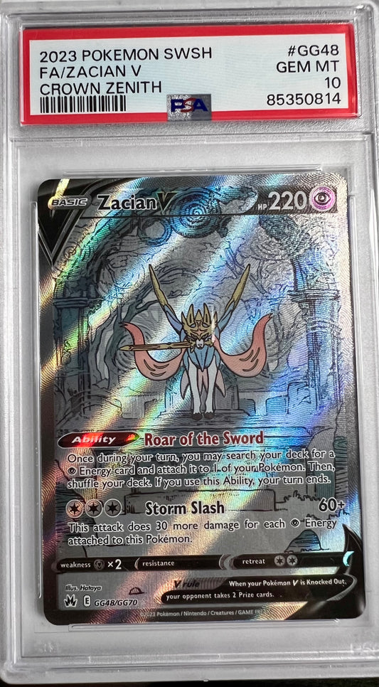 2023 ZACIAN SWSH CROWN ZENITH FULL ALT ART PSA GRADED 10 GEM MINT